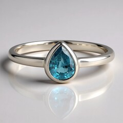 Anello in argento con Cianite Blu Foglia di Tè