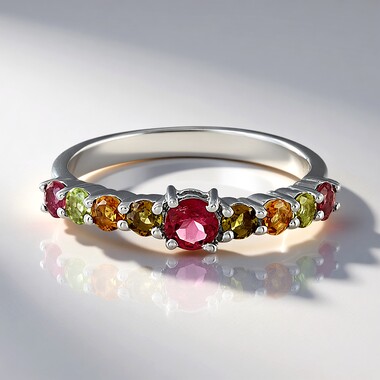 Bague en argent et Tourmaline rose