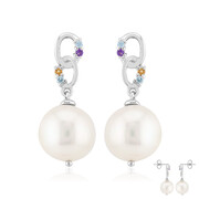 Boucles d'oreilles en argent et Perle blanche de culture d'eau douce (TPC)