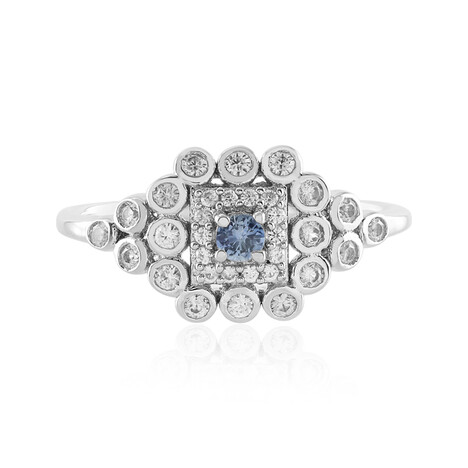 Nicht erhitzter Blauer Ceylon-Saphir-Silberring