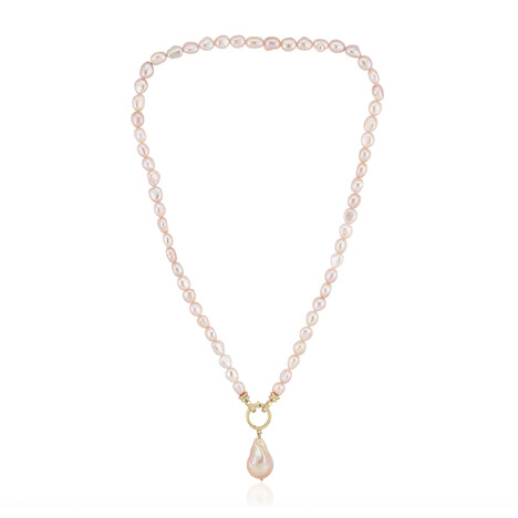 Collana in argento con Perla Ming color Pesca (TPC)