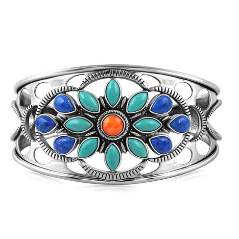 Green Turquoise Silver Bangle (Desert Chic)