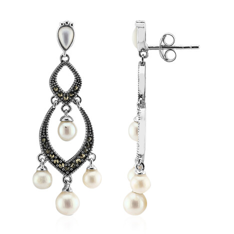 Pendientes en plata con Perla blanca Freshwater