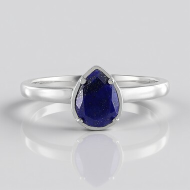Pierścionek ze srebra platynowanego - Lapis lazuli