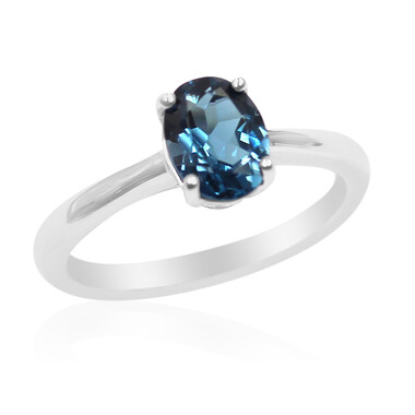 Bague en argent et Topaze bleu de Londres