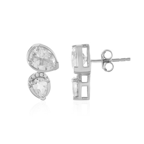 White Topaz Silver Earrings