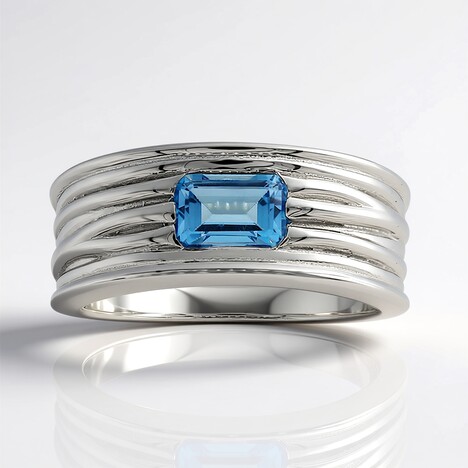 Anello in argento con Topazio Blu Svizzero (TPC)