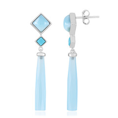 Boucles d'oreilles en argent et Calcédoine bleue (KM by Juwelo)