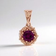 Zilveren hanger met een magenta granaat