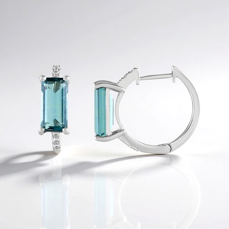 Boucles d'oreilles en argent et Fluorite bleu pétrole