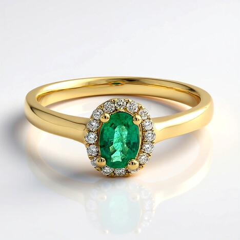 Bague en or et Emeraude de Zambie AAA