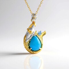 Collana in argento con Opale Blu dell'Etiopia
