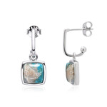 Zilveren oorbellen met Turquoise mozaïeken