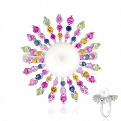 Gouden ring met een witte zuidzee parel