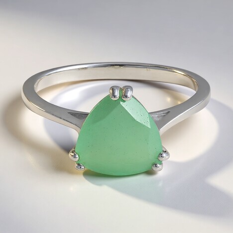 Anello in argento con Calcedonio Verde