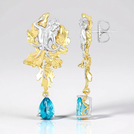 Orecchini in argento con Topazio Blu Paraiba (Gems en Vogue)