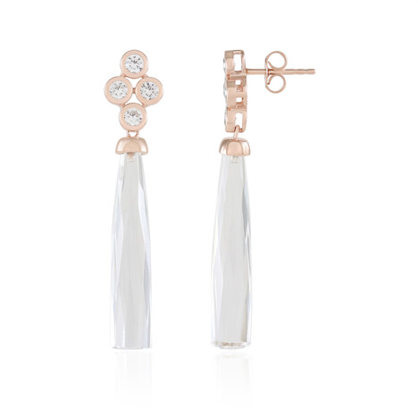 Zilveren oorbellen met witte kwartskristallen (KM by Juwelo)