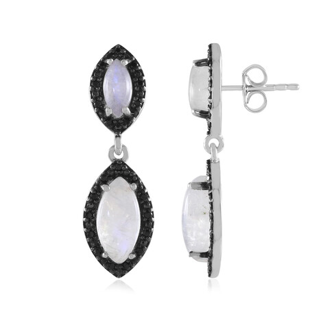 Zilveren oorbellen met regenboog maanstenen