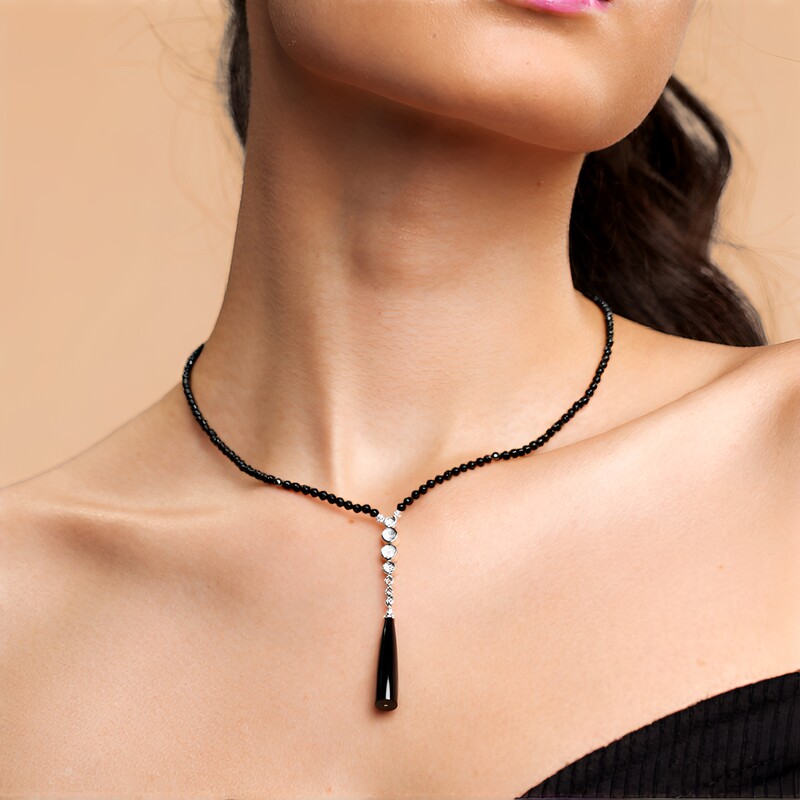 Collana in argento con Spinello Nero (KM by Juwelo)