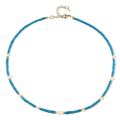 Collier en argent et Apatite bleu néon