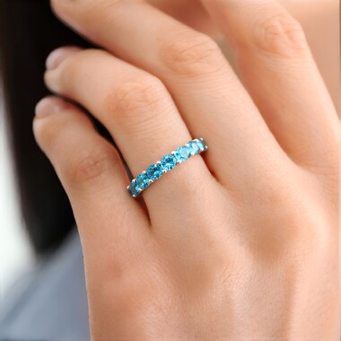 Bague en argent et Topaze Paraiba