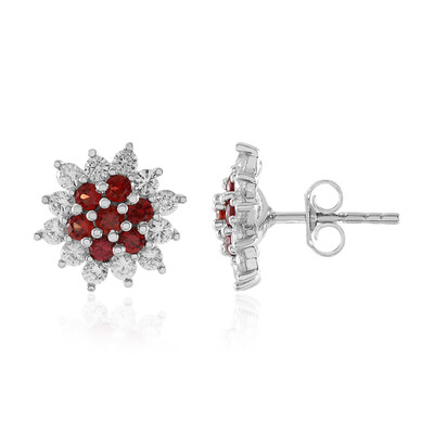 Boucles d'oreilles en argent et Rubis de Tanzanie (Adela Silber)
