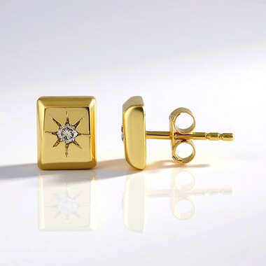 Orecchini in argento con Diamante Champagne I3