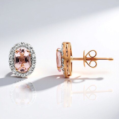 Orecchini in oro con Berillo Rosa non riscaldato