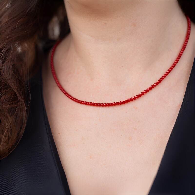 Collana in argento con Diaspro Rosso