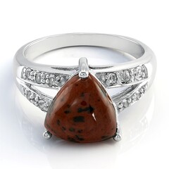 Anello in argento con Ossidiana Mogano