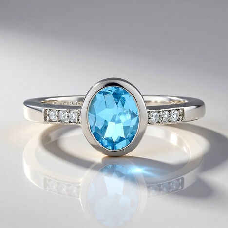 Bague en argent et Topaze bleu Suisse