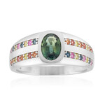 Zilveren ring met een Petrolkleurige saffier