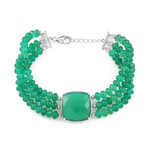 Bracelet en argent et Agate verte