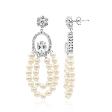 Weißer Topas-Silberohrringe