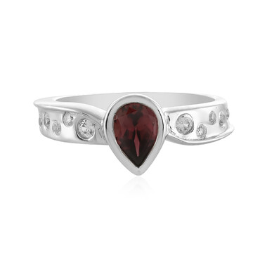 Roter Zirkon-Silberring