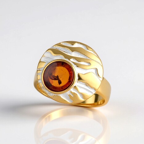 Anello in argento con Ambra Baltica Cognac (dagen)