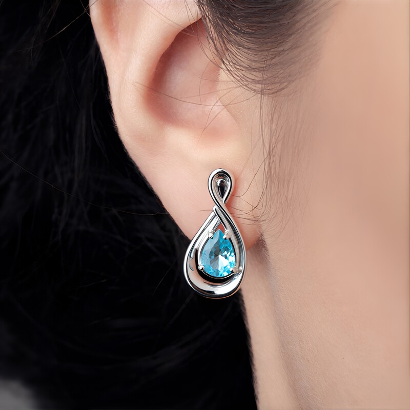 Zilveren oorbellen met Blauwe apatieten (Pallanova)