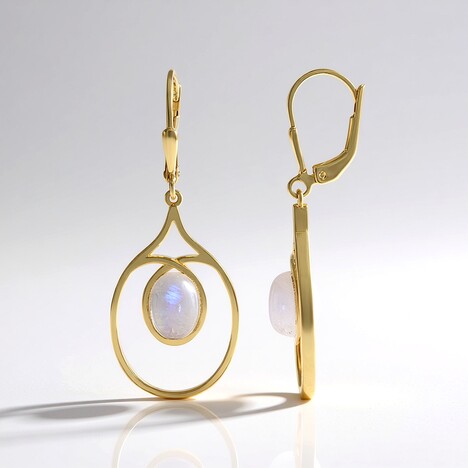 Orecchini in argento con Pietra di Luna Blu (KM by Juwelo)