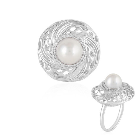 9K White Freshwater Pearl Gold Ring (Ornaments by de Melo)