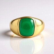 Grüner Onyx-Herren-Silberring