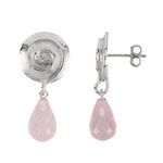 Zilveren oorbellen met rozen kwartskristallen