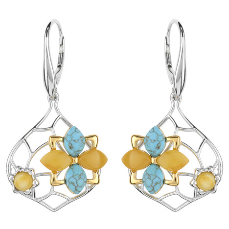 Zilveren oorbellen met turkooisstenen (dagen)