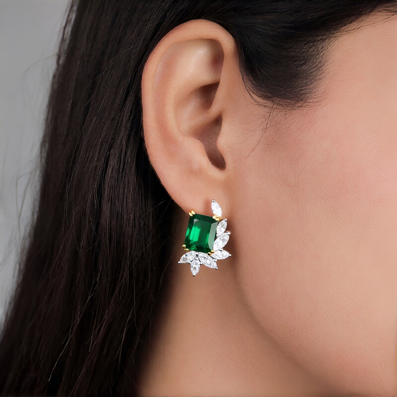 Sambia-Smaragd-Silberohrringe (Gems en Vogue)