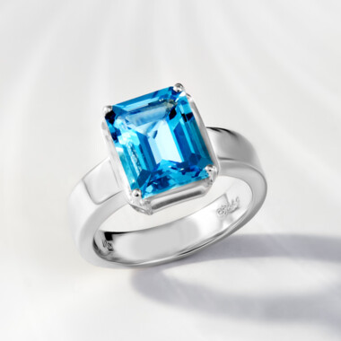 Pierścionek ze srebra - Topaz niebieski Swiss Blue (Pallanova)