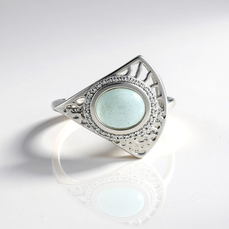 Anello in argento con Acquamarina Brasiliana (MONOSONO COLLECTION)