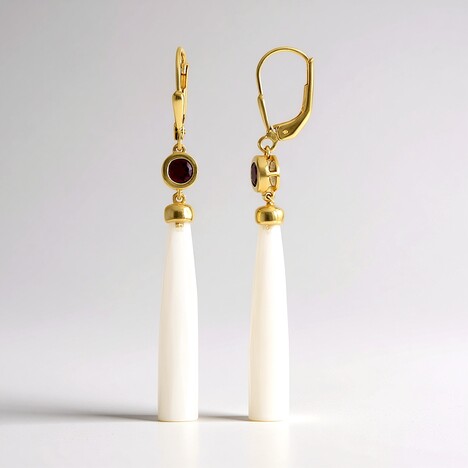 Orecchini in argento con Calcedonio Bianco (KM by Juwelo)