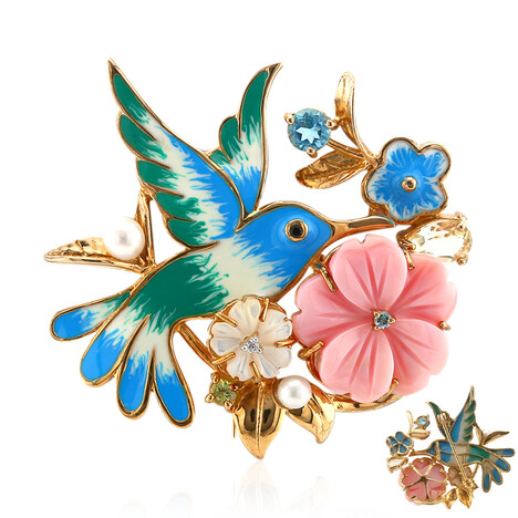 Perlmutt-Silberbrosche