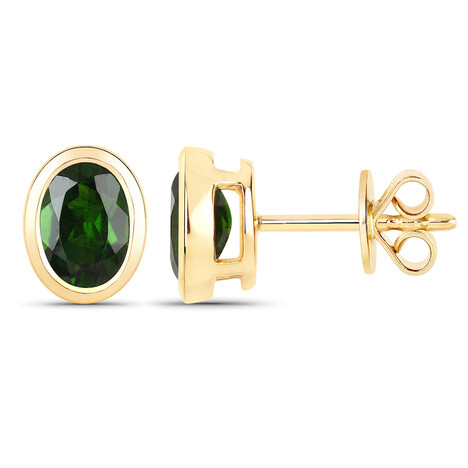 Orecchini in oro con Diopside Russo