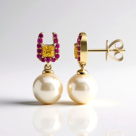 Orecchini in oro con Perla Bianca dei Mari del Sud (Michelle Albala)