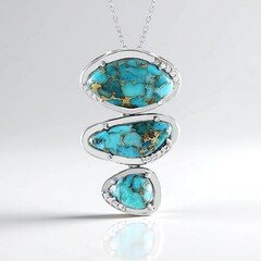 Collana in argento con Turchese Ramato Blu Mohave (Faszination Türkis)